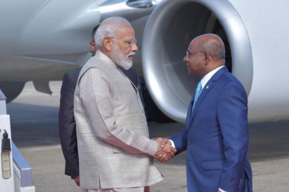 ފޮރިން މިނިސްޓަރު އަބްދުﷲ ޝާހިދާއި އިންޑިއާގެ ބޮޑުވަޒީރު ނަރެންދުރަ މޯދީ